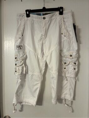White Men's Military Cargo Capris - Calf Length Size 36 Unbranded NWT